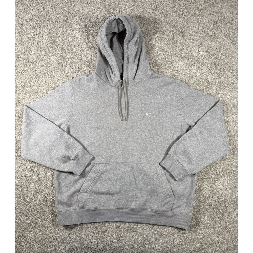 Nike Men's Hoodie Sweatshirt XL Gray Pullover Embroidered Swoosh Pocket Flaw Fit